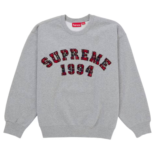 Supreme Plaid Arc Crewneck Heather Grey
