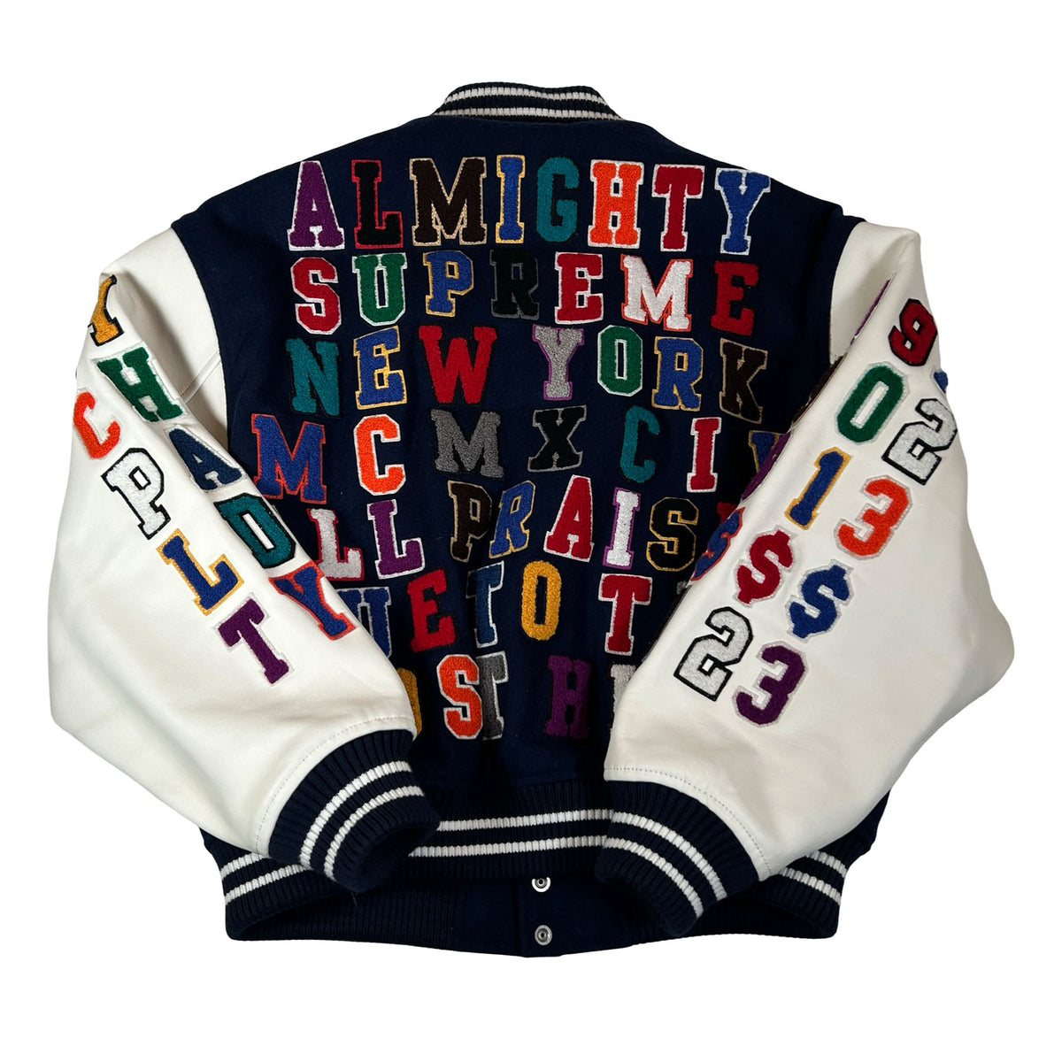 Supreme Praises Varsity Jacket Navy [USED] - M (Used)