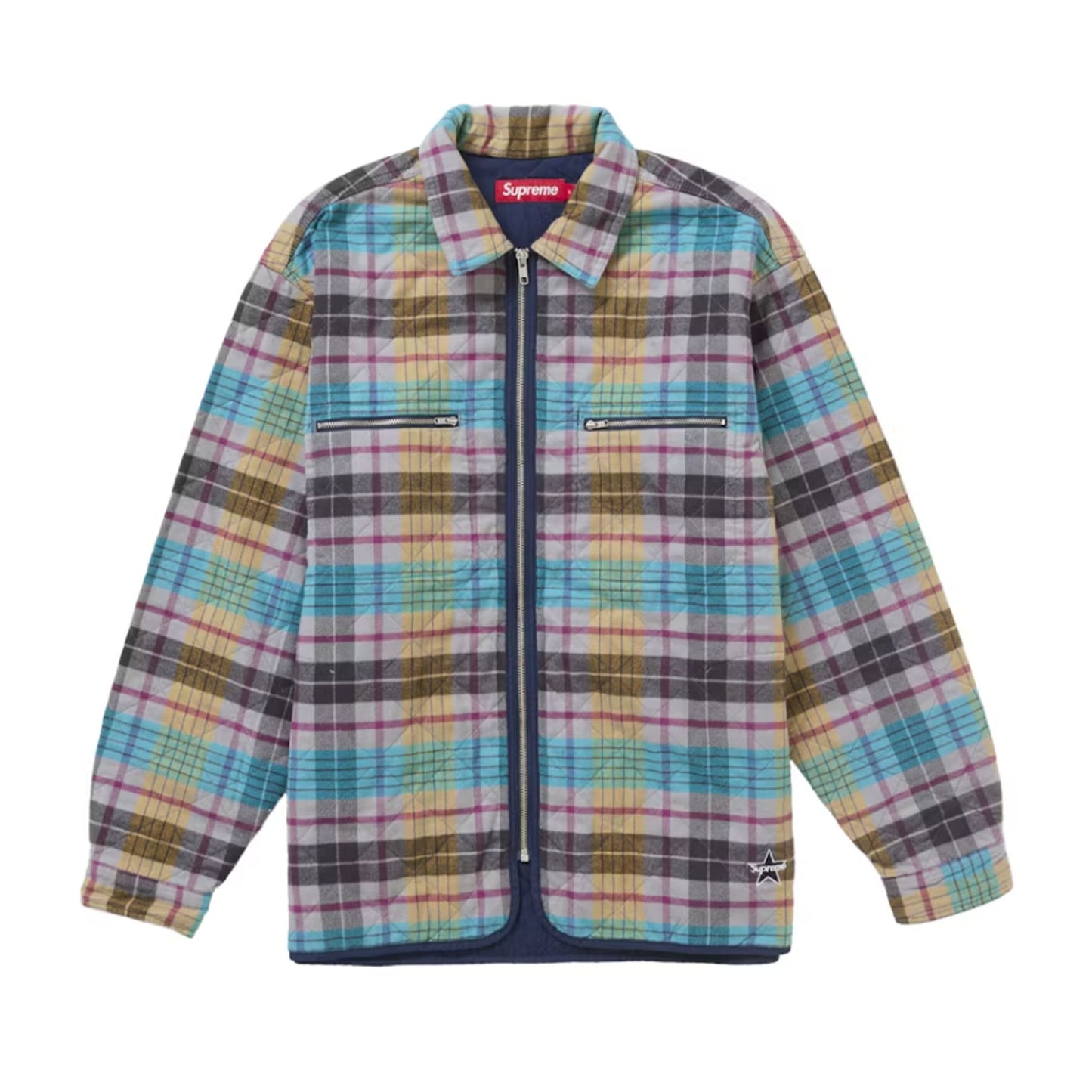 Supreme Quilted Flannel Zip Up Shirt Multicolor [USED] - L (Used)