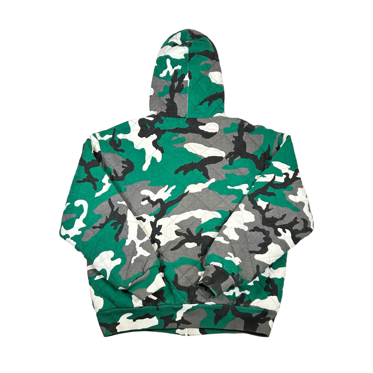 Supreme Quilted Zip Up Hooded Sweatshirt Green Camo [USED] - M (Used)