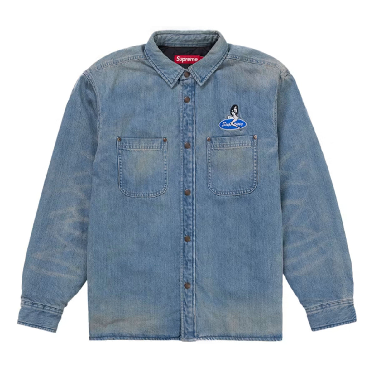 Supreme Quilted Lined Denim Snap Shirt (SS26) Blue