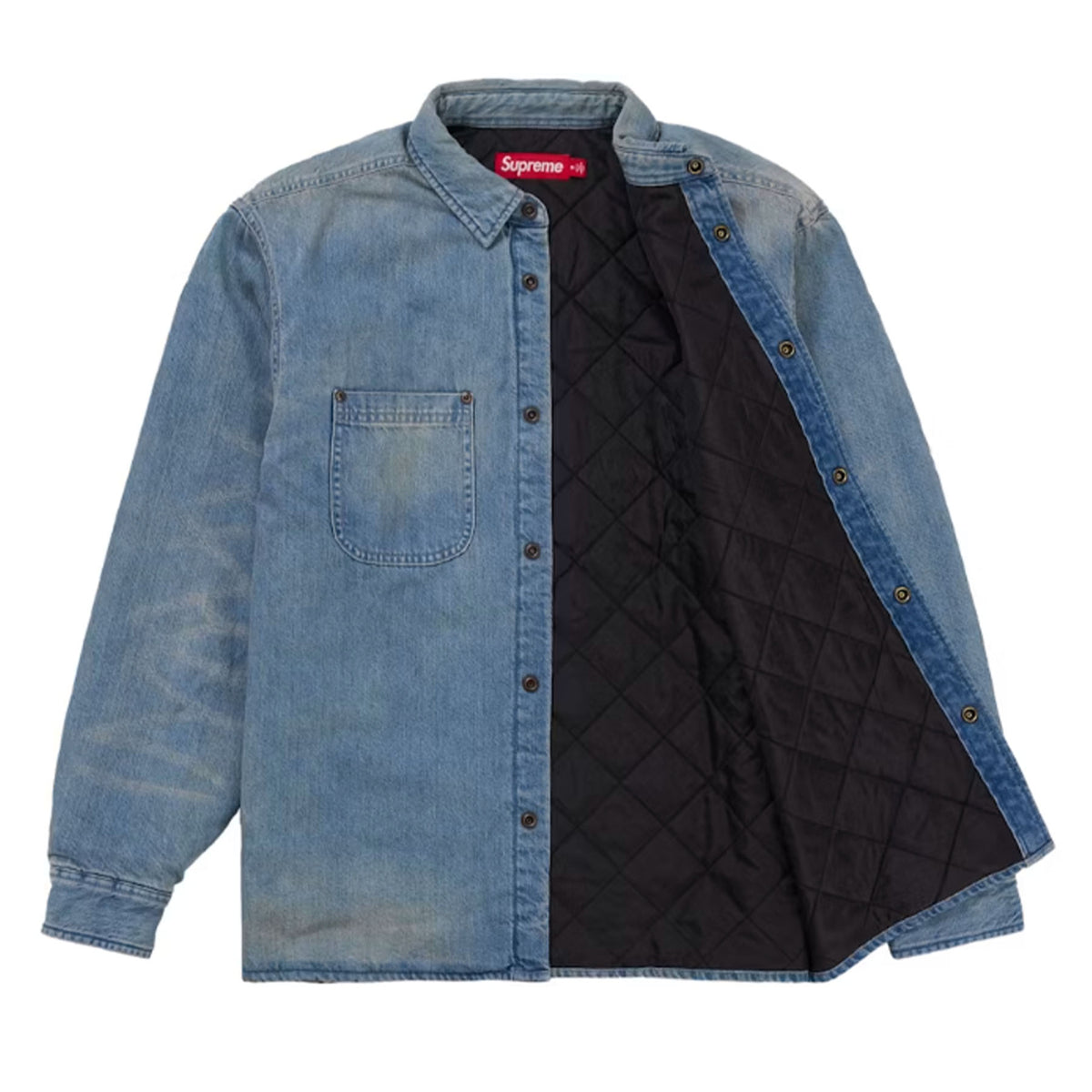 Supreme Quilted Lined Denim Snap Shirt (SS26) Blue