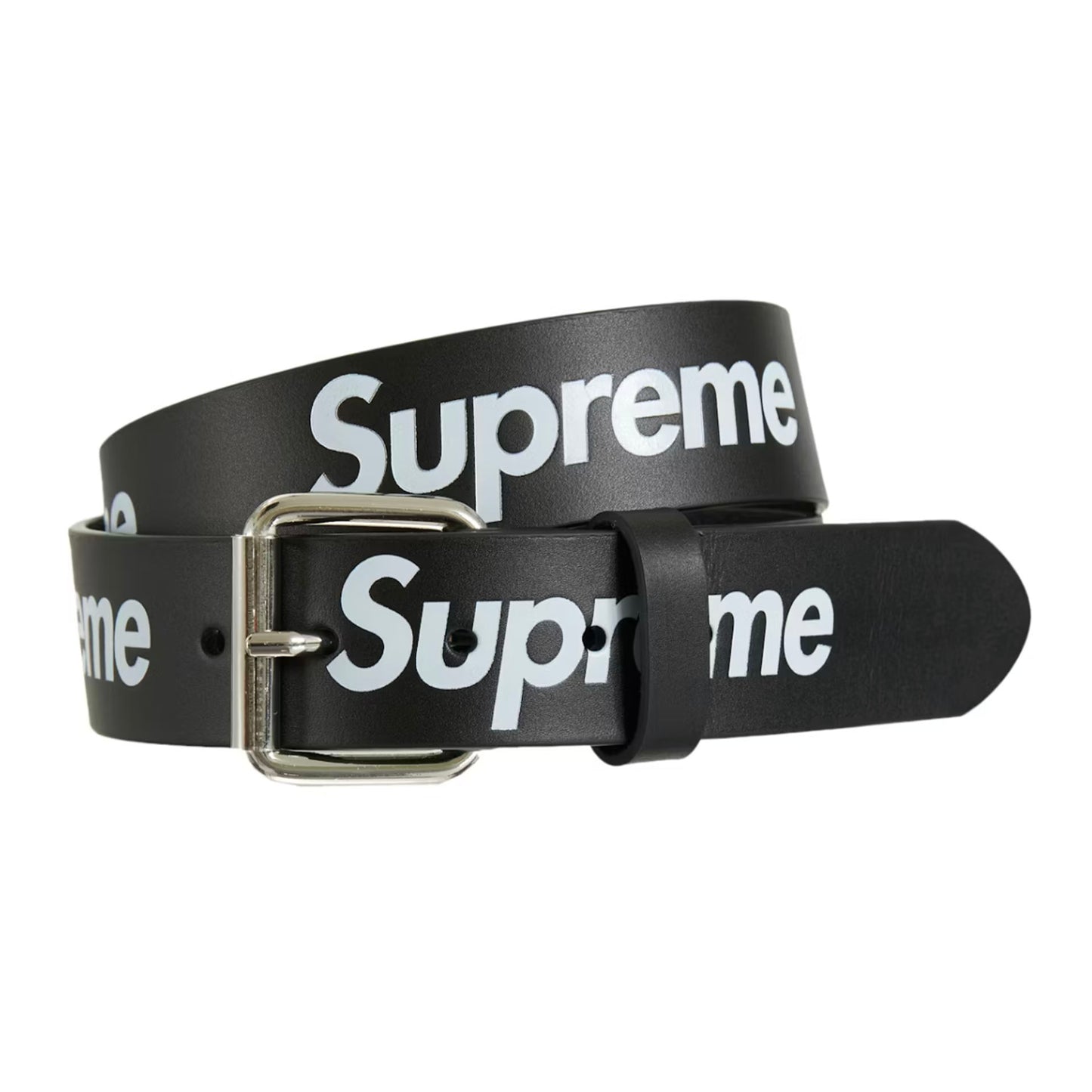 Supreme Repeat Leather Belt Black