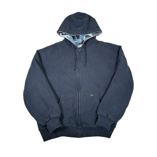 Supreme Reversible Work Zip Up Hooded Sweatshirt Navy [USED] - L (Used)