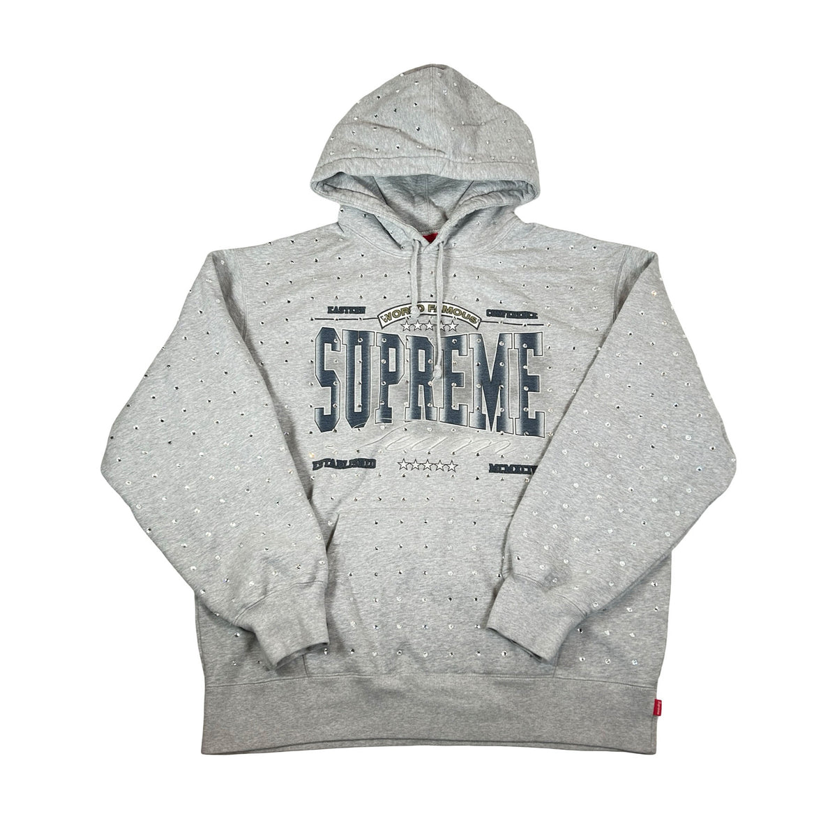 Supreme Rhinestone Hooded Sweatshirt Heather Grey [USED] - L (Used)