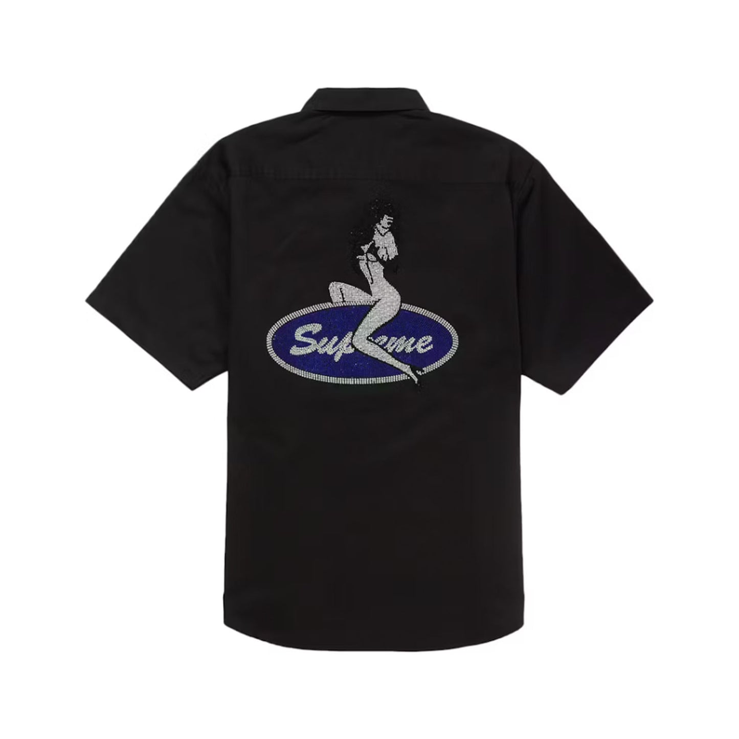 Supreme Rhinestone Pin Up S/S Work Shirt Black [USED] - S (Used)