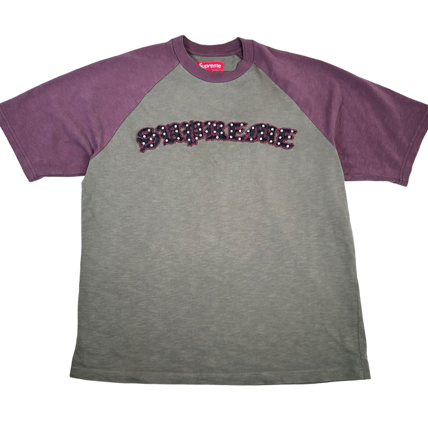 Supreme Rhinestone Raglan S/S Top Olive [USED] - S (Used)