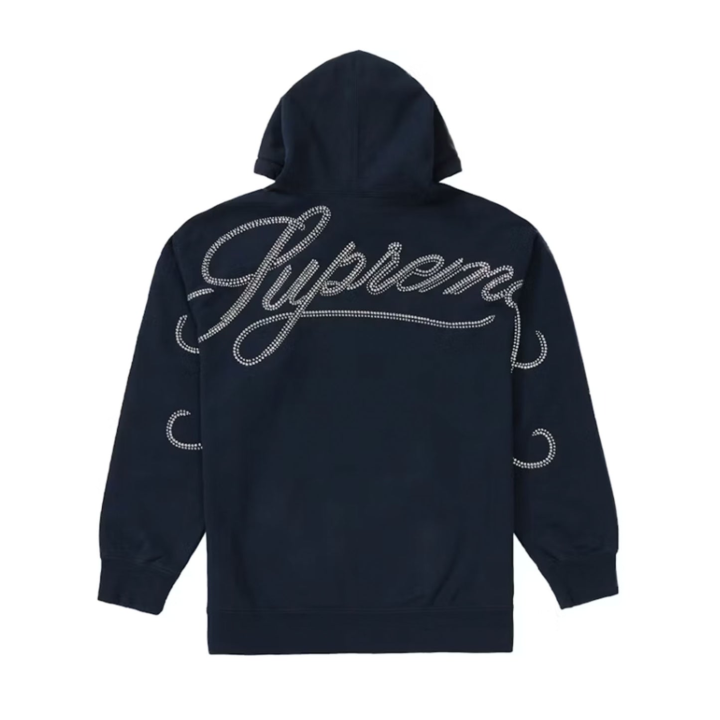 Supreme Rhinestone Script Hooded Sweatshirt Navy [USED] - M (Used)