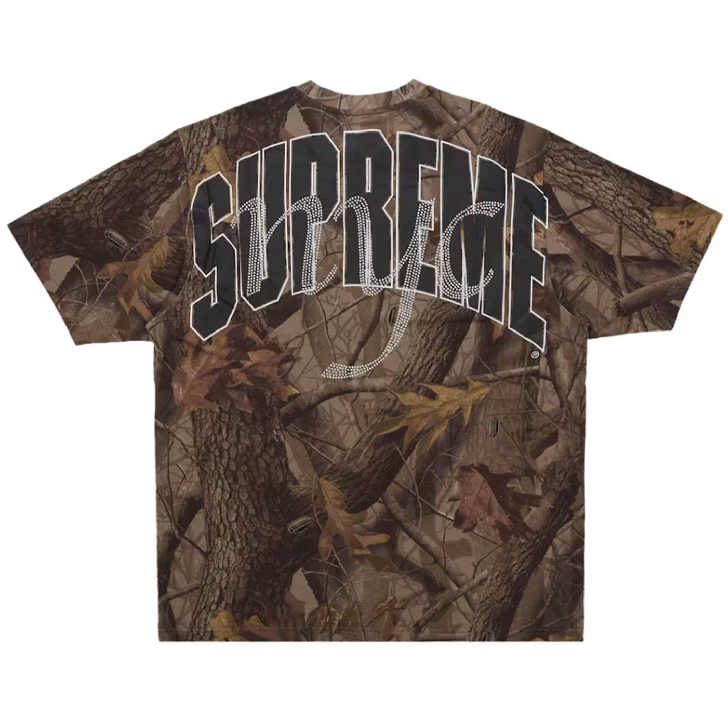 Supreme Rhinestone Script S/S Top Realtree Hardwoods Camo