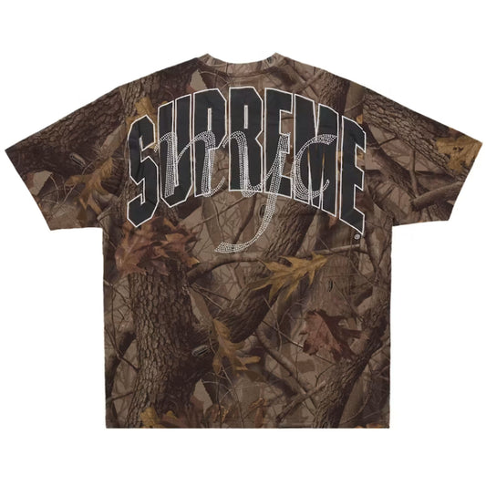 Supreme Rhinestone Script S/S Top Realtree Hardwoods Camo