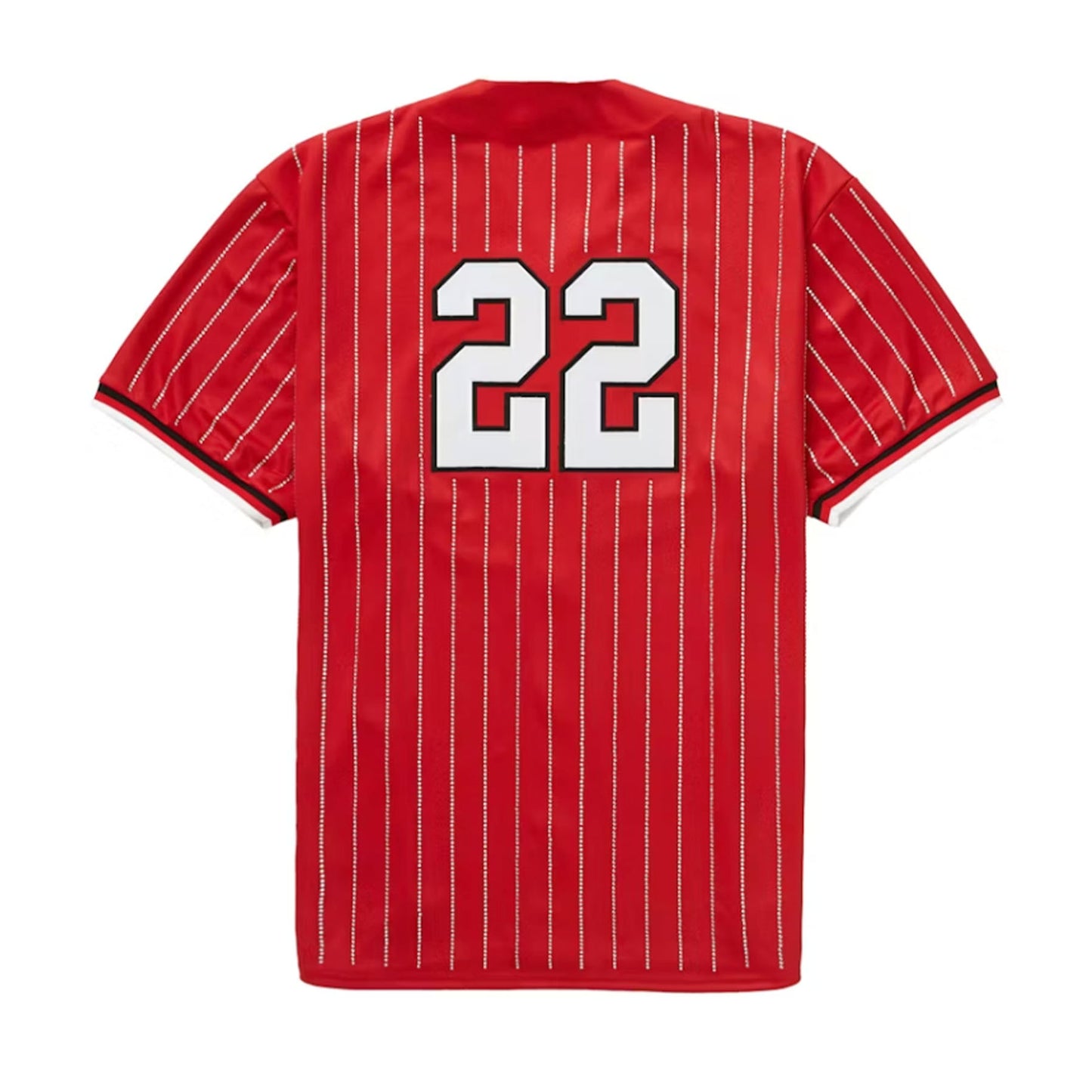 Supreme Rhinestone Stripe Baseball Jersey Red [USED] - S (Used)