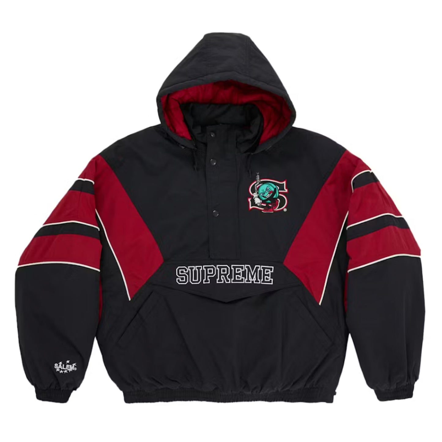 Supreme SALEM Half Zip Stadium Jacket Black [USED] - L (Used)