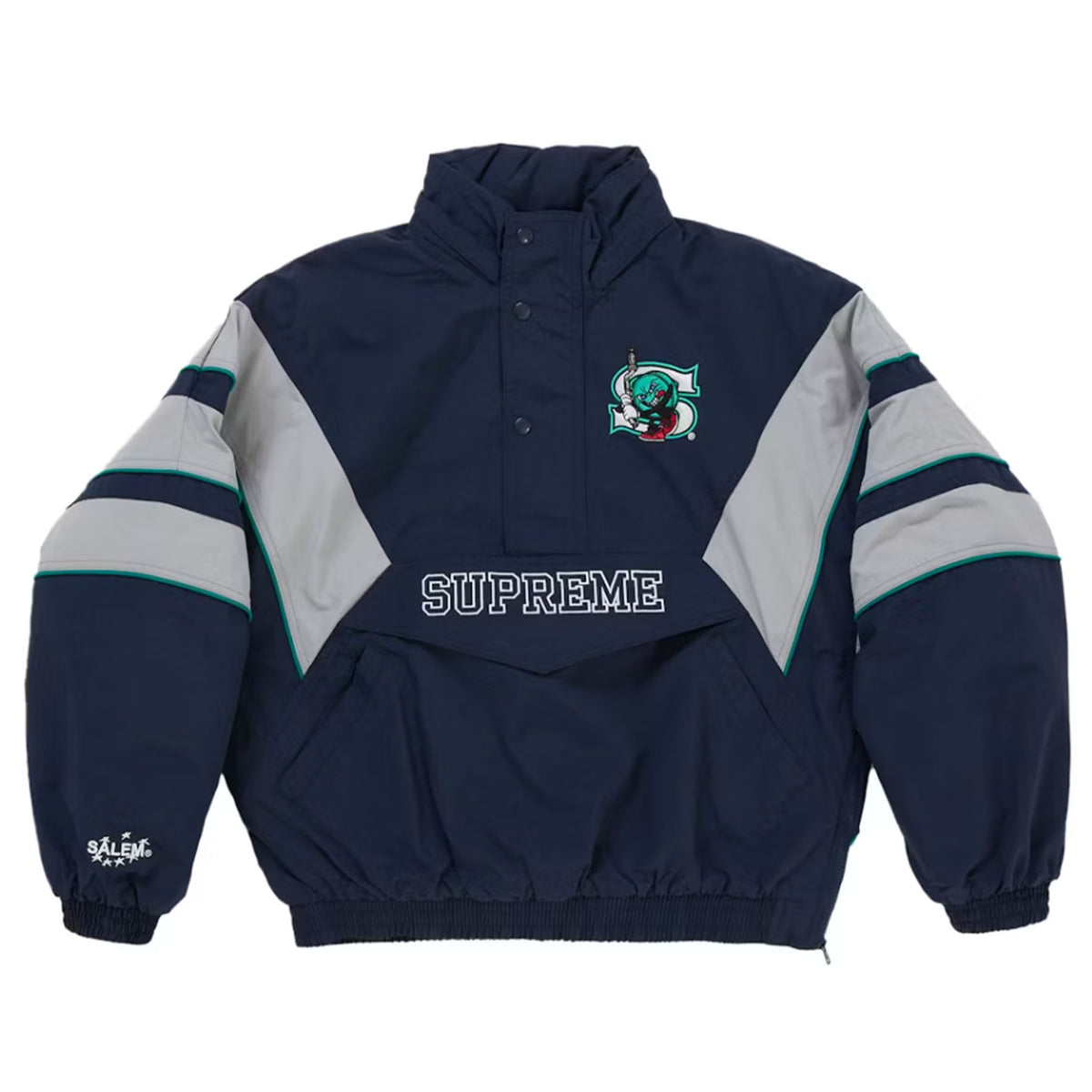 Supreme SALEM Half Zip Stadium Jacket Navy