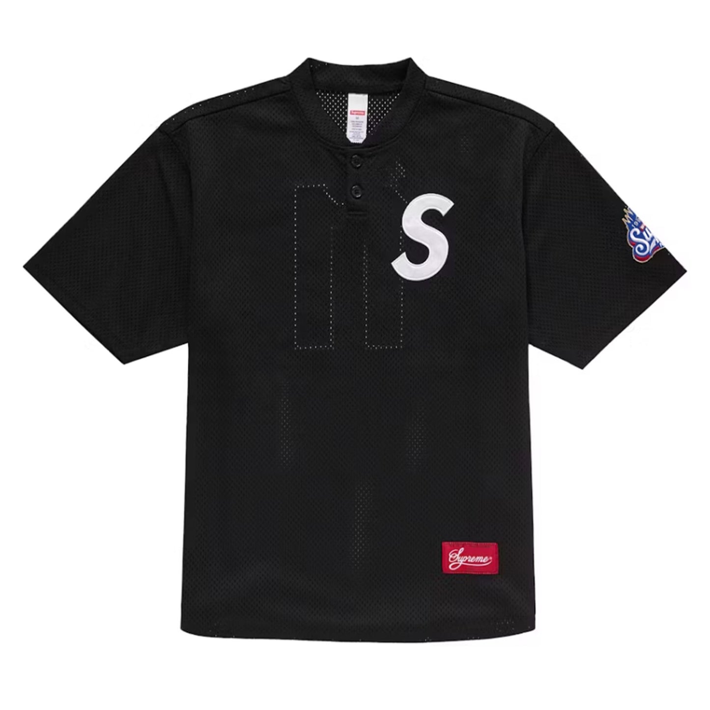 Supreme S Logo Baseball Henley Black [USED] - XXL (Used)