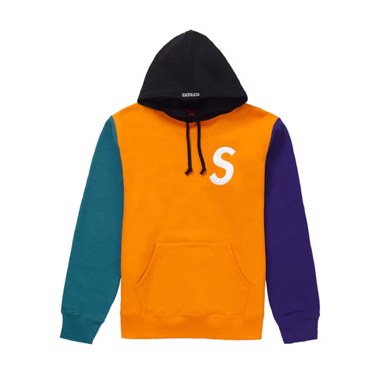 Supreme S Logo Colorblocked Hooded Sweatshirt Orange [USED - XL (Used)