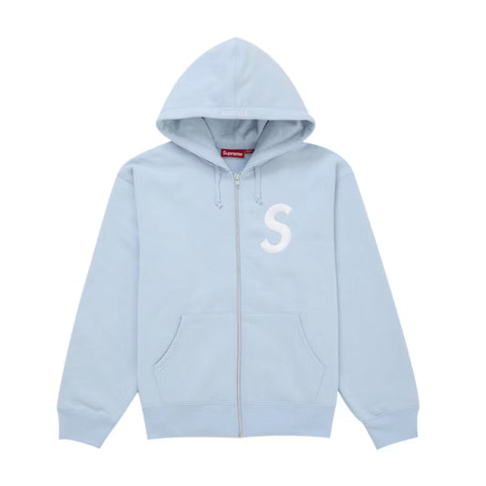 Supreme S Logo Zip Up Hooded Sweatshirt (FW25) Light Blue [USED] - M (Used)
