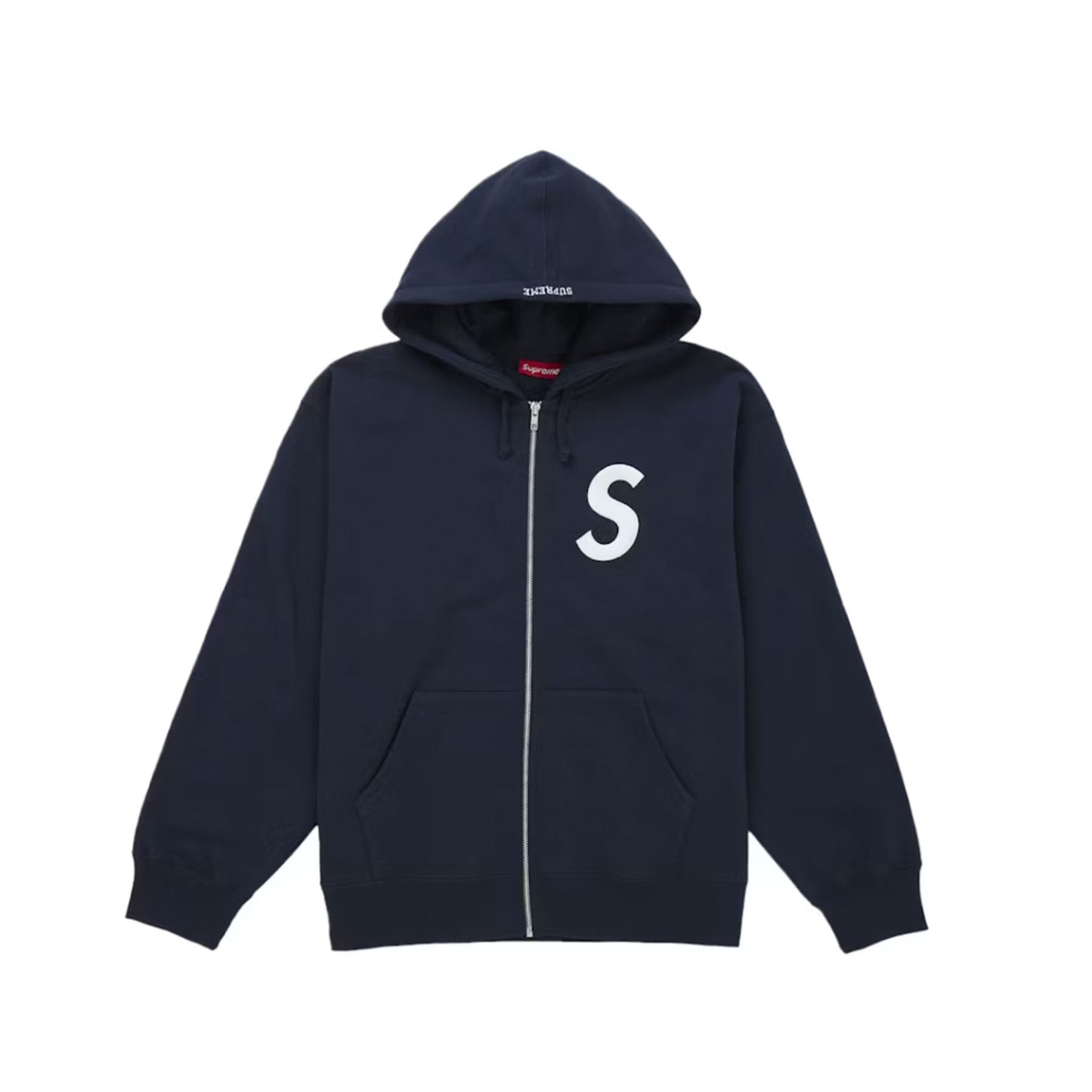 Supreme S Logo Zip Up Hooded Sweatshirt (FW25) Navy [USED] - S (Used)