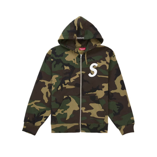 Supreme S Logo Zip Up Hooded Sweatshirt (FW25) Woodland Camo