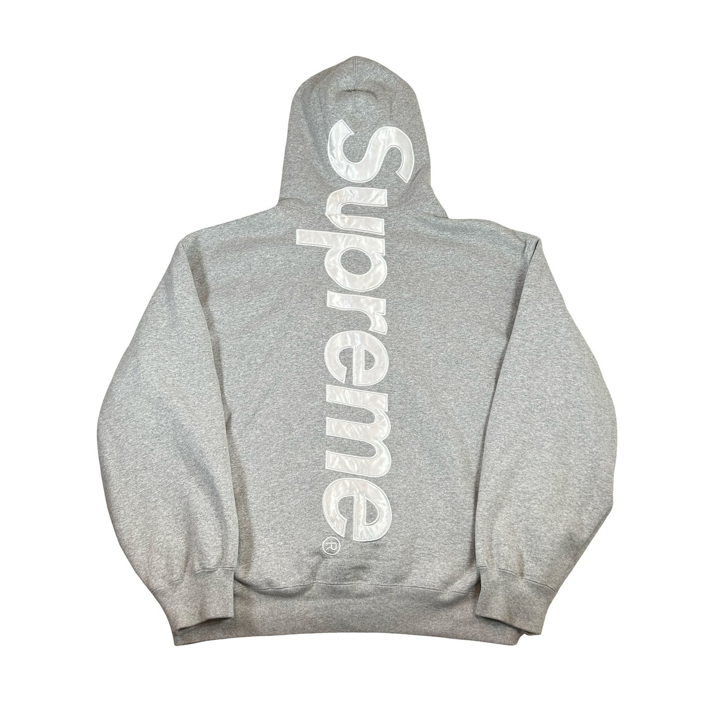 Supreme Satin Applique Hooded Sweatshirt (SS26) Heather Grey [USED] - L (Used)