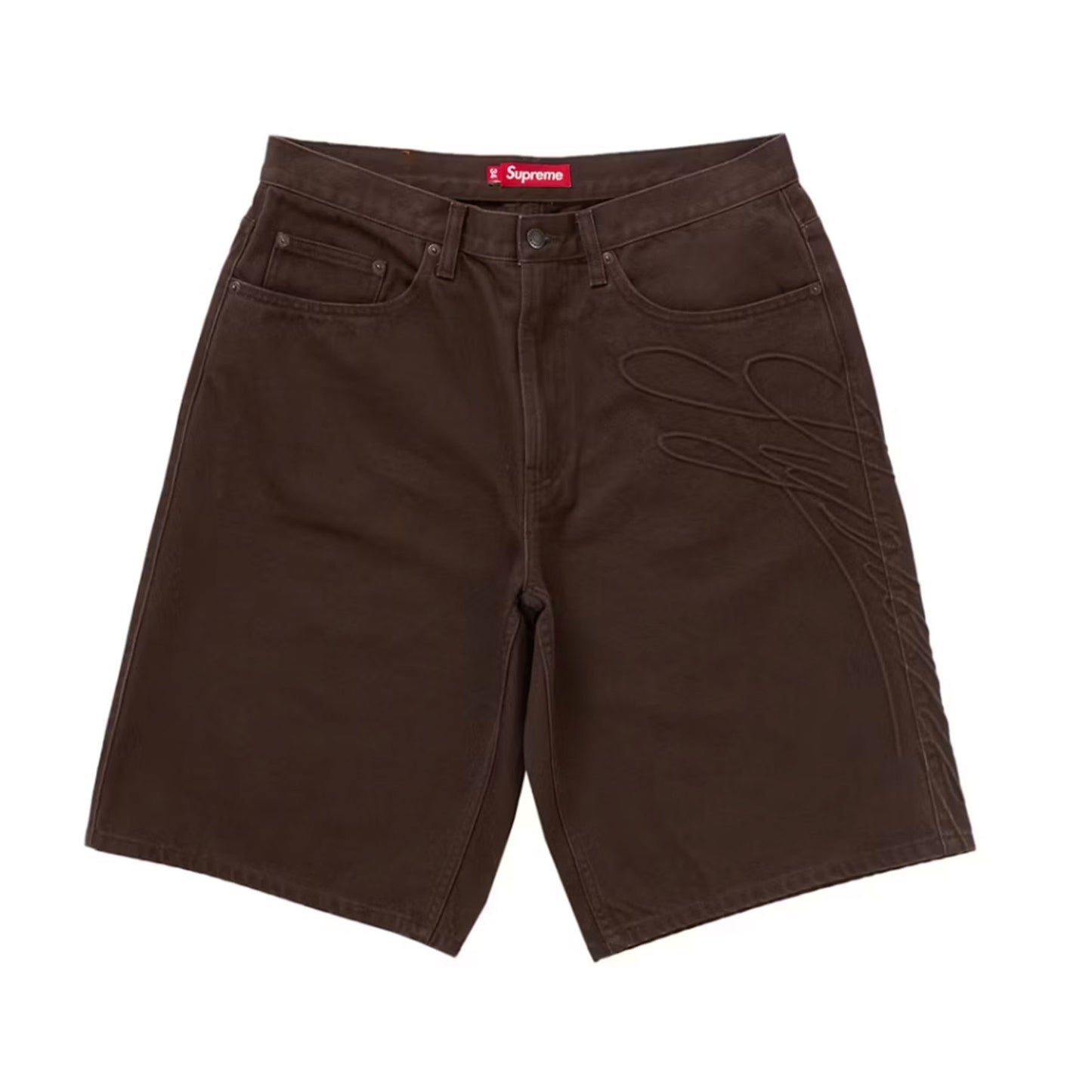 Supreme Script Baggy Denim Short Brown [USED] - 32 (Used)