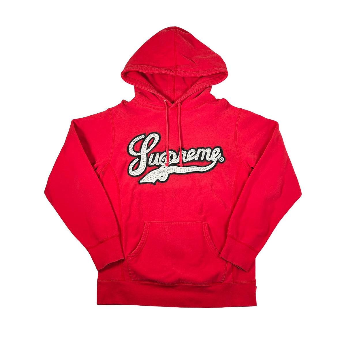 Supreme Studded Leather Script Hooded Sweatshirt [USED] - L (Used)