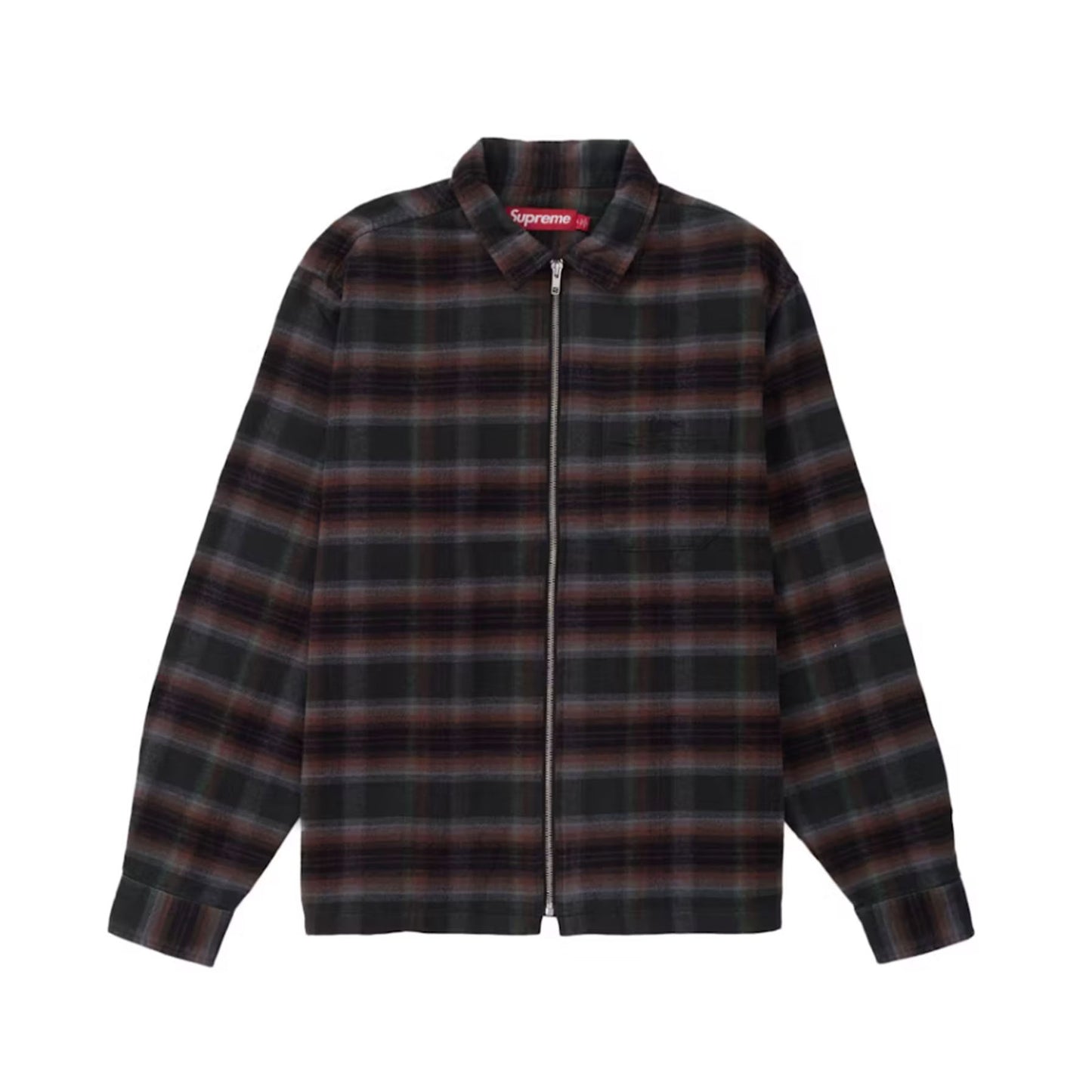 Supreme Shadow Plaid Flannel Zip Up Shirt (SS24) Green [USED] - L (Used)