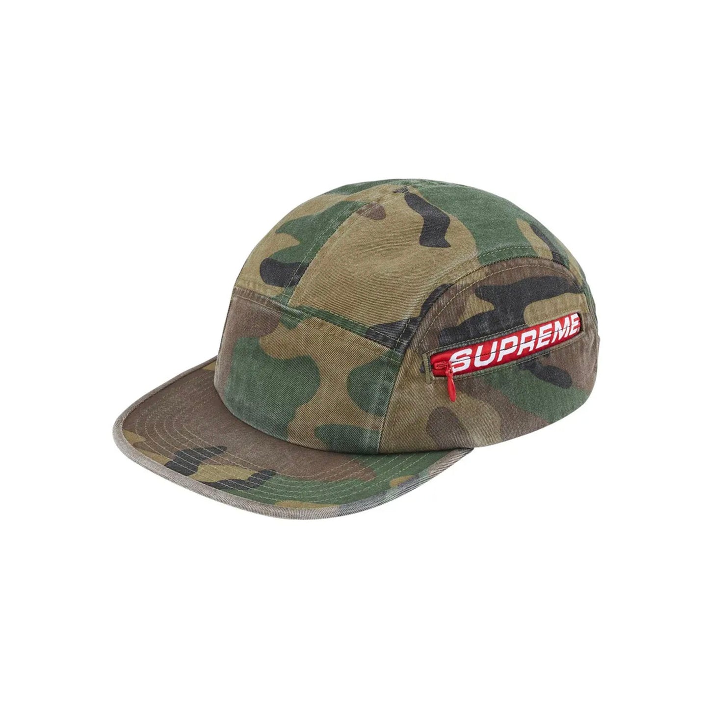 Supreme Side Zip Camp Cap (SS26) Woodland Camo