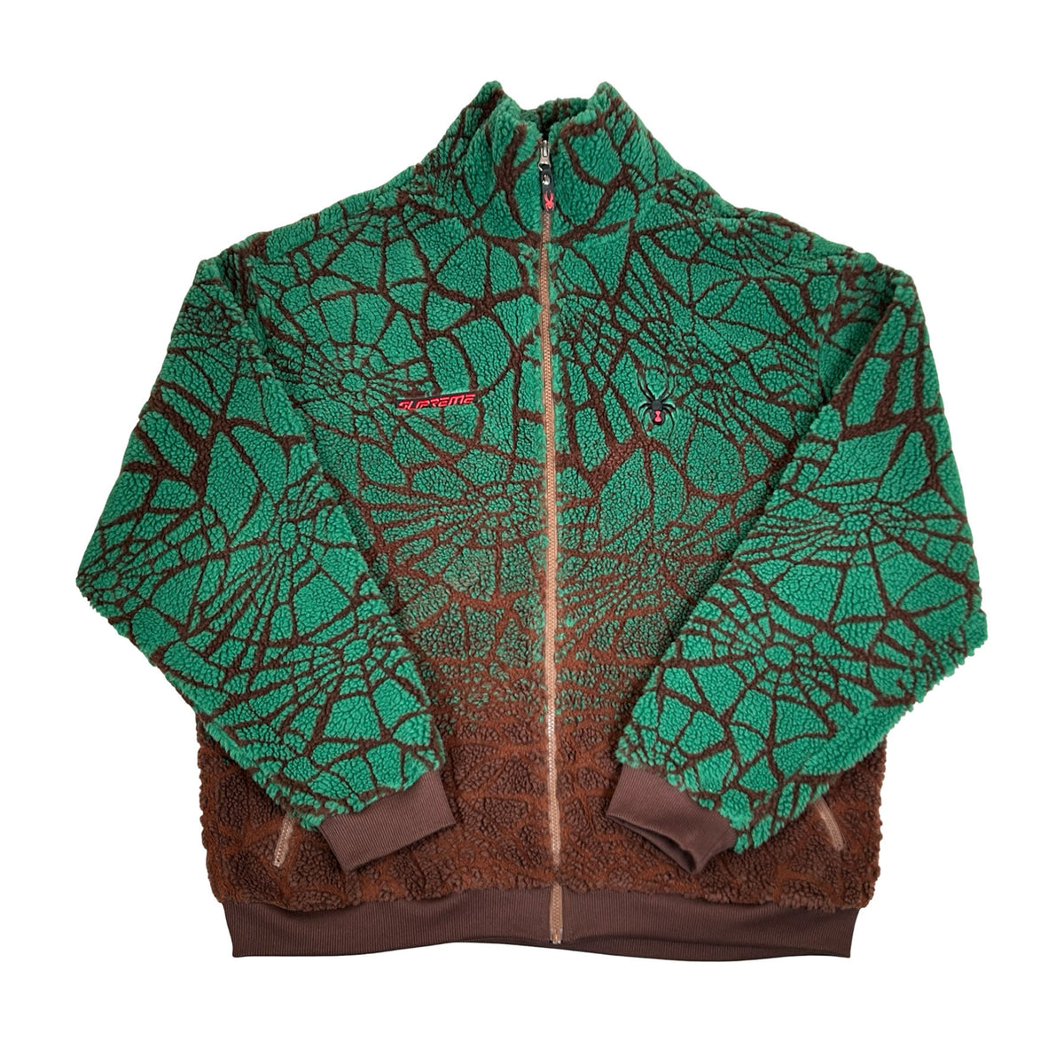 Supreme Spyder Web Polar Fleece Jacket Brown [USED] - XL (Used)