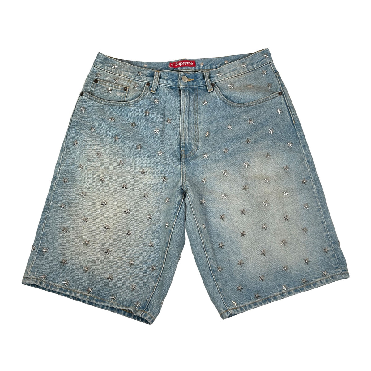 Supreme Stars Studded Baggy Denim Short Washed Indigo [USED] - 34 (Used)