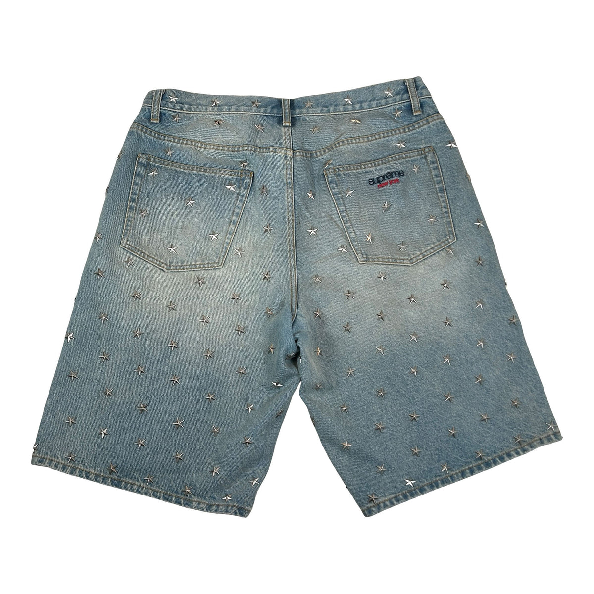 Supreme Stars Studded Baggy Denim Short Washed Indigo [USED] - 34 (Used)