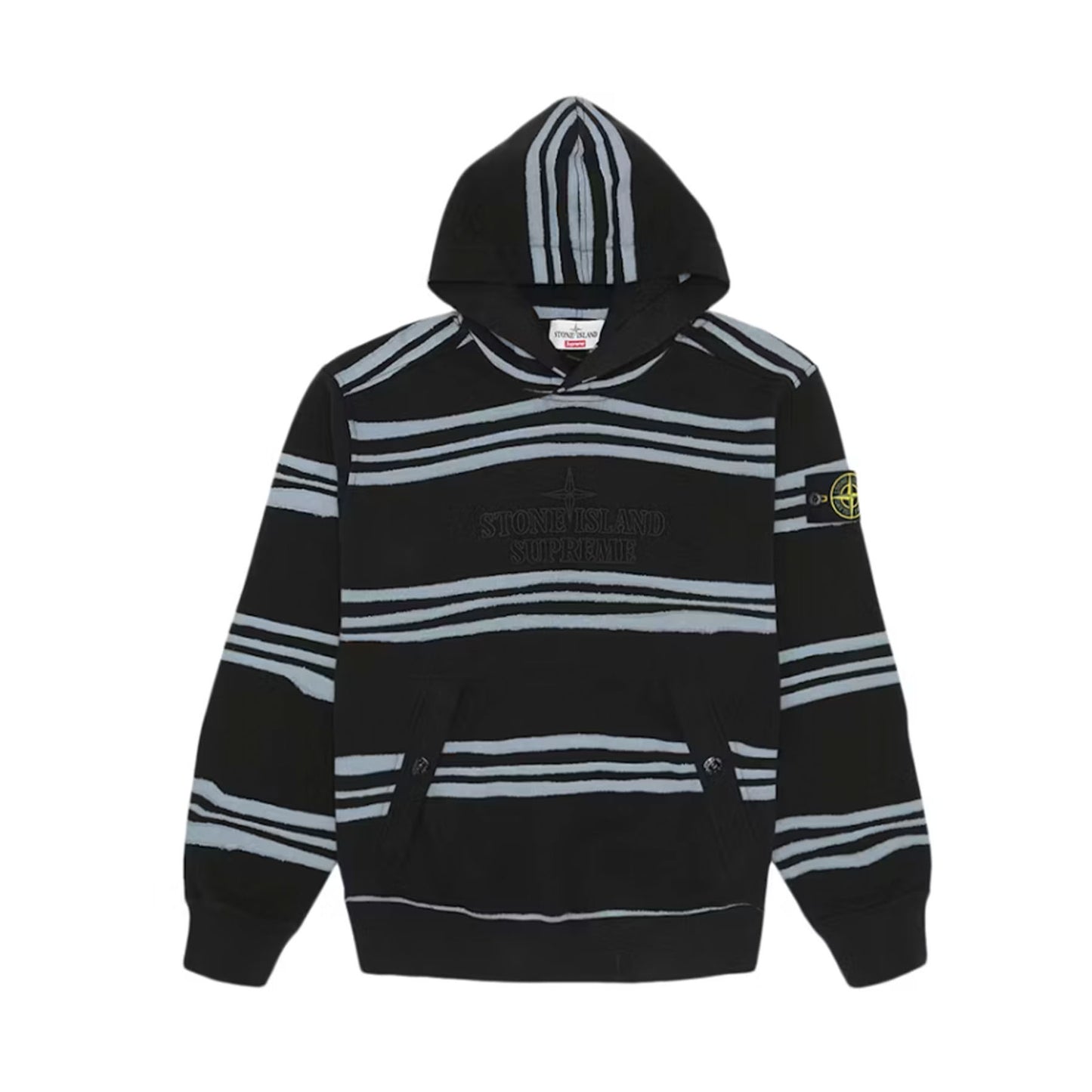 Supreme Stone Island Warp Stripe Hooded Sweatshirt Black [USED] - L (Used)