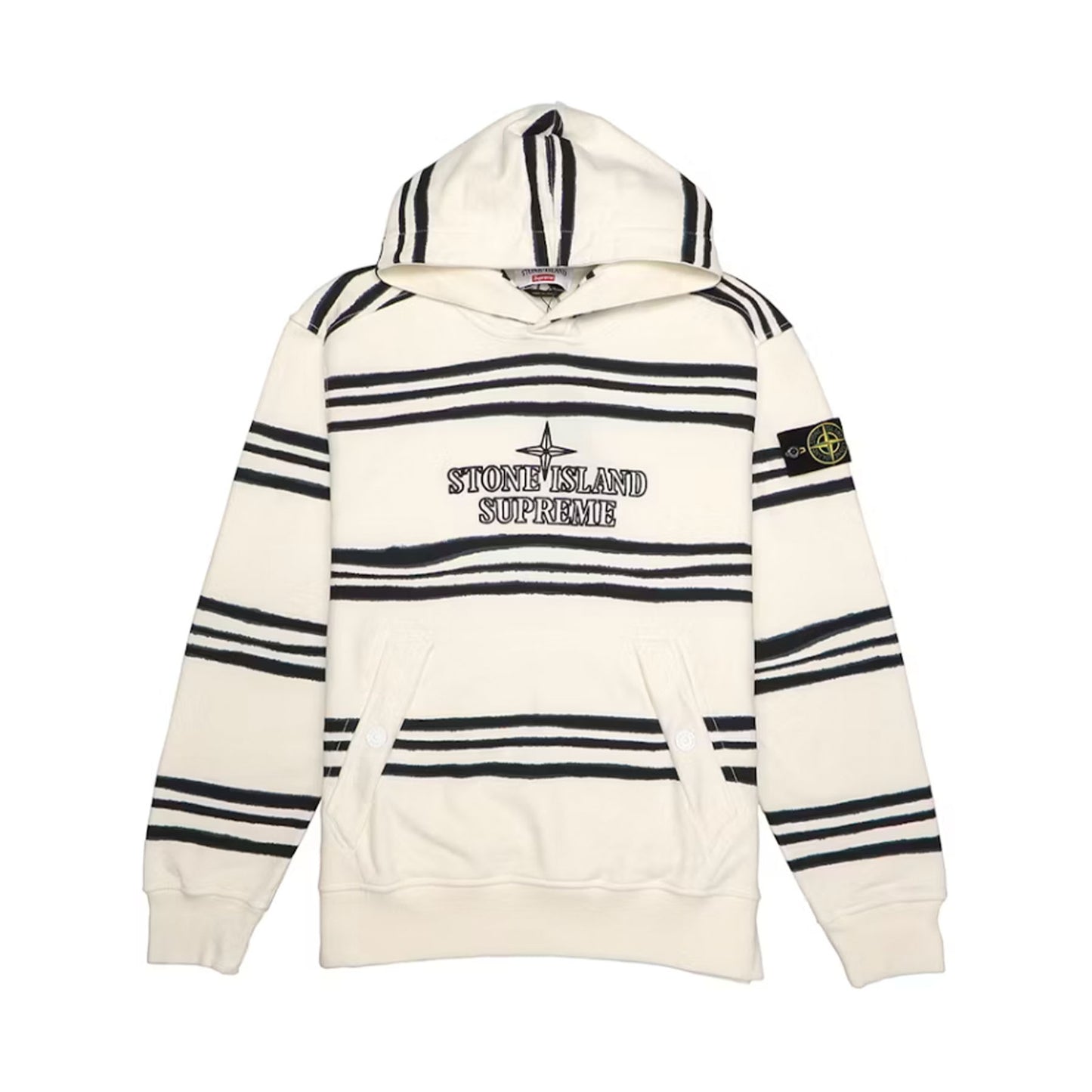 Supreme Stone Island Warp Stripe Hooded Sweatshirt White [USED] - XL (Used)