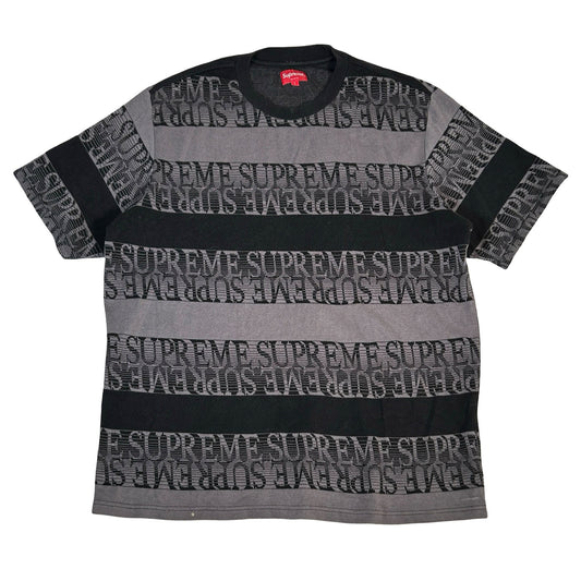 Supreme Text Stripe Jacquard S/S Top Black [USED] - L (Used)