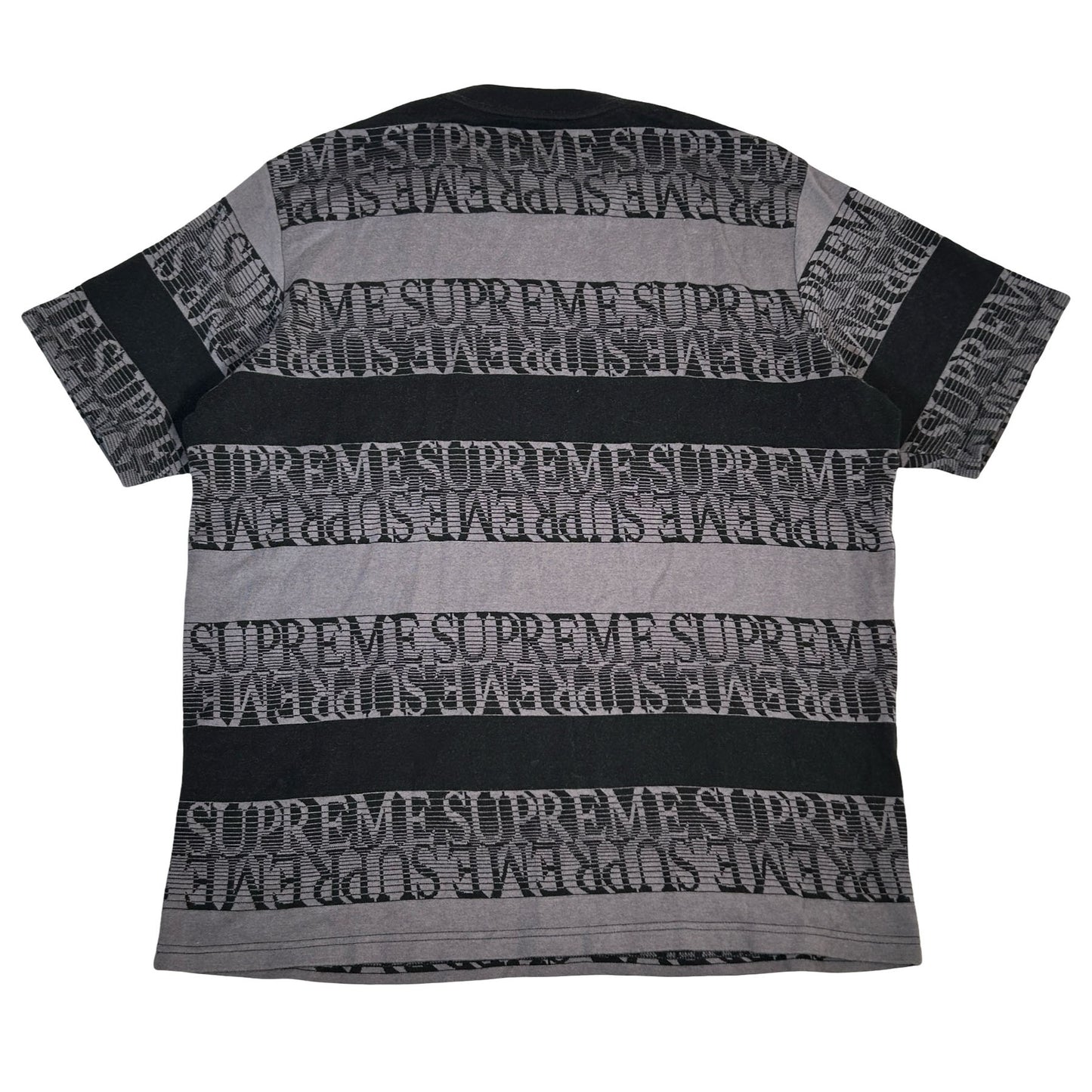 Supreme Text Stripe Jacquard S/S Top Black [USED] - L (Used)