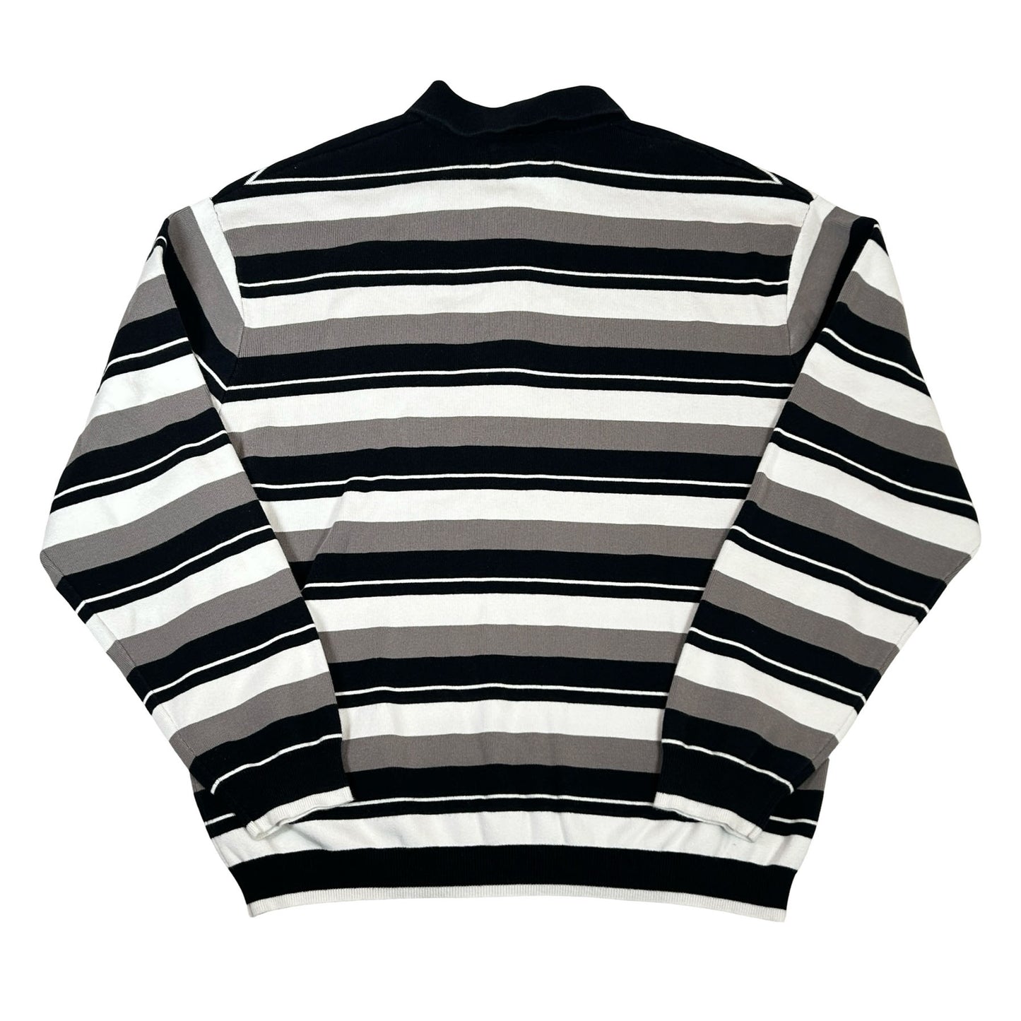 Supreme Stripe Zip L/S Polo Black [USED] - L (Used)