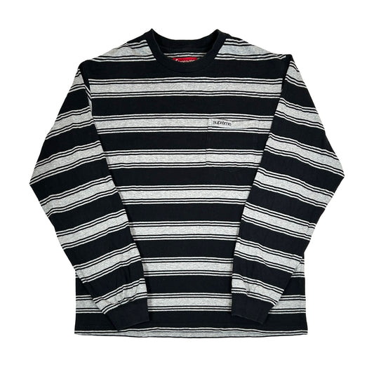 Supreme Stripe Pocket L/S Top Black [USED] - S (Used)