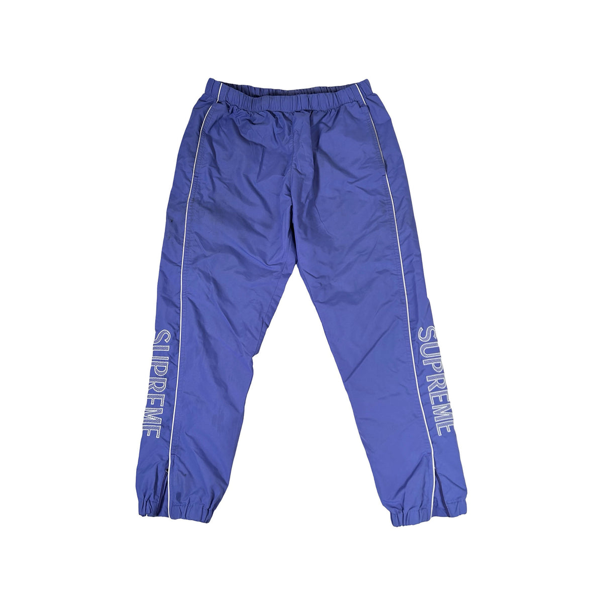 Supreme Striped Logo Warm Up Pants Purple [USED] - M (Used)