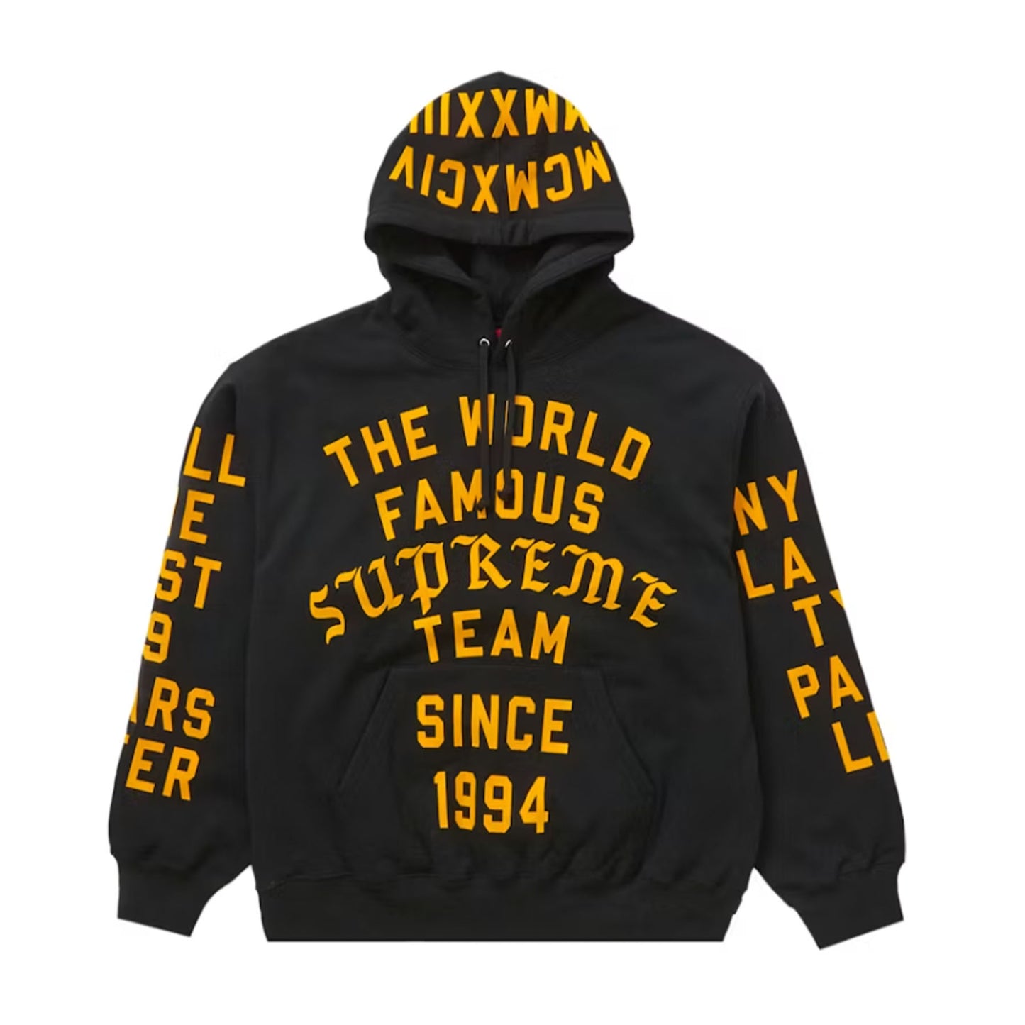 Supreme Team Flocked Hooded Sweatshirt Black [USED] - L (Used)