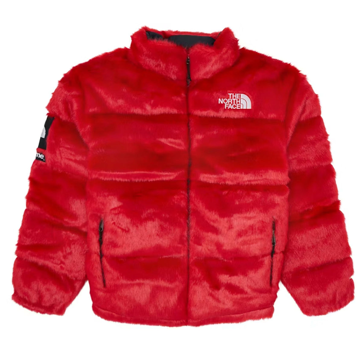 Supreme The North Face Faux Fur Nuptse Jacket Red