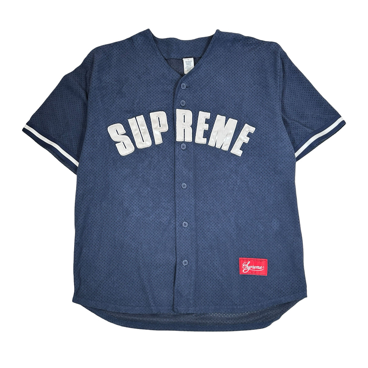 Supreme Ultrasuede Mesh Baseball Jersey Navy [USED] - L (Used)