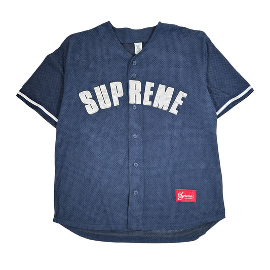Supreme Ultrasuede Mesh Baseball Jersey Navy [USED] - L (Used)