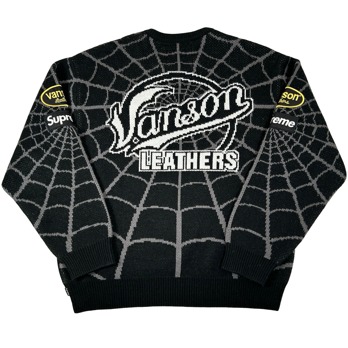 Supreme Vanson Leathers Spider-Man Sweater Black [USED] - M (Used)