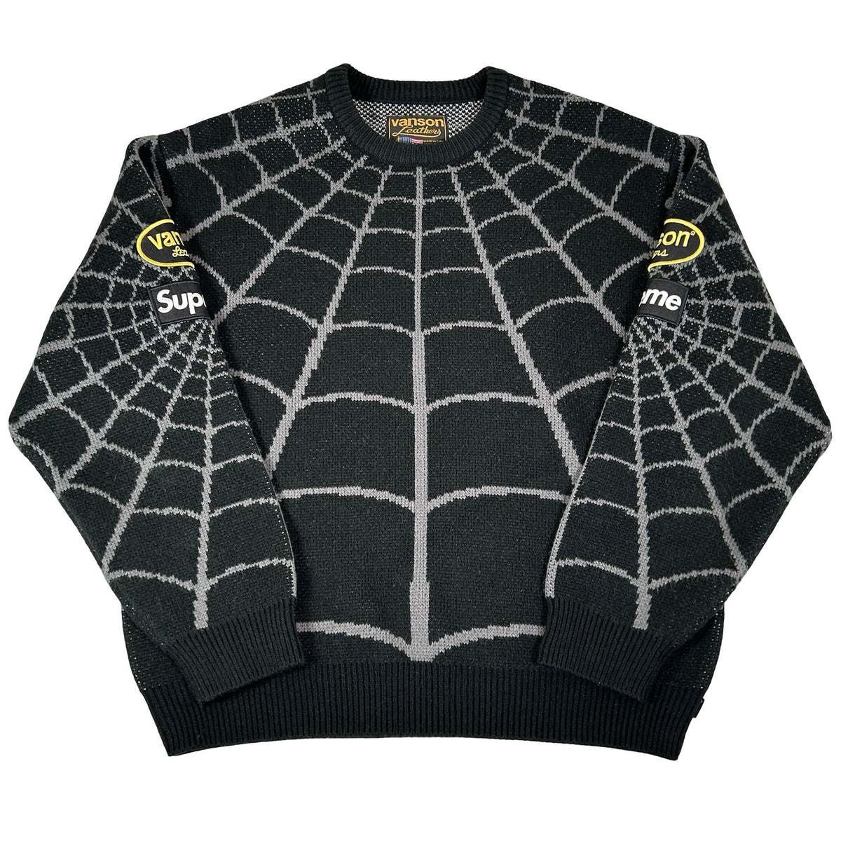 Supreme Vanson Leathers Spider-Man Sweater Black [USED] - M (Used)