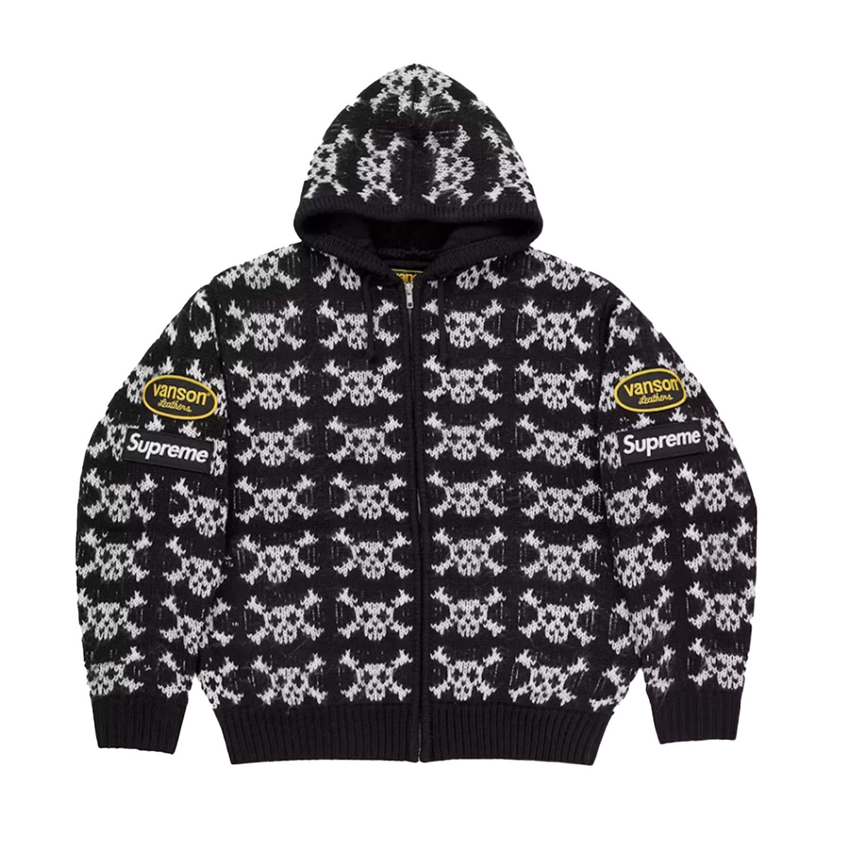 Supreme Vanson Leathers Skull Zip Up Hooded Sweater