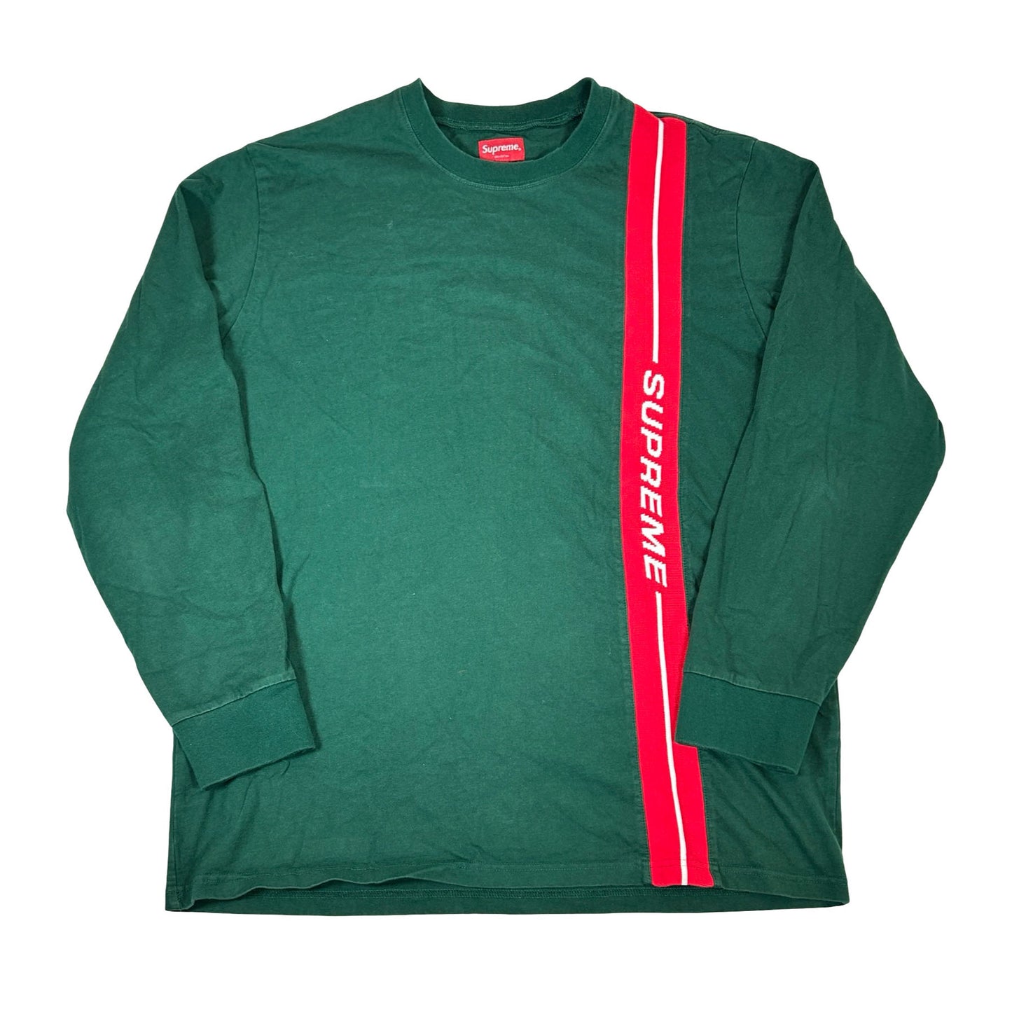 Supreme Vertical Logo Stripe L/S Top Dark Green [USED] - XL (Used)