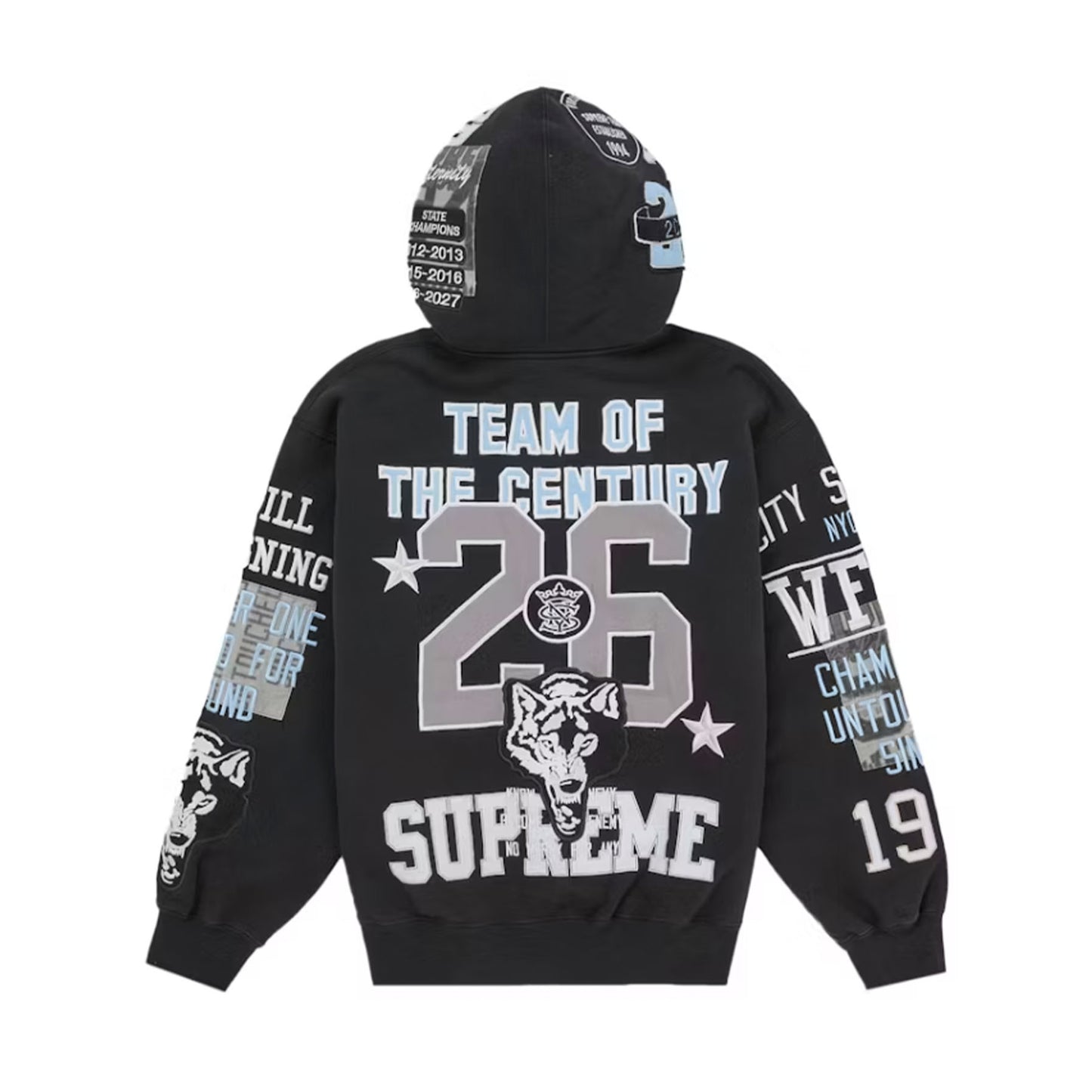 Supreme Warriors Applique Zip Up Hooded Sweatshirt Black