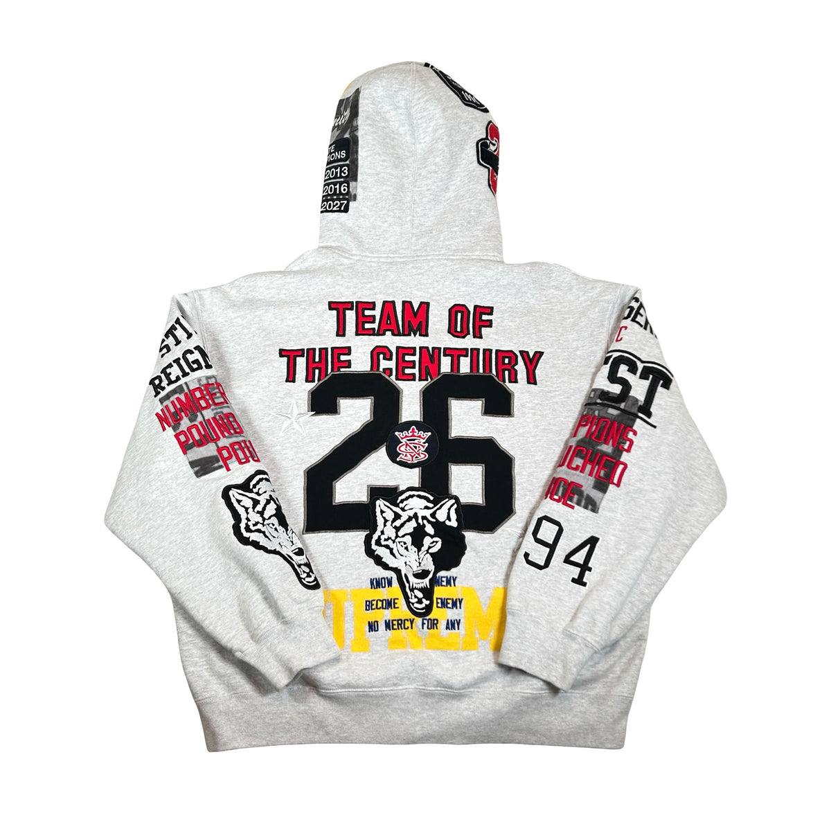 Supreme Warriors Applique Zip Up Hooded Sweatshirt Ash Grey [USED] - L (Used)