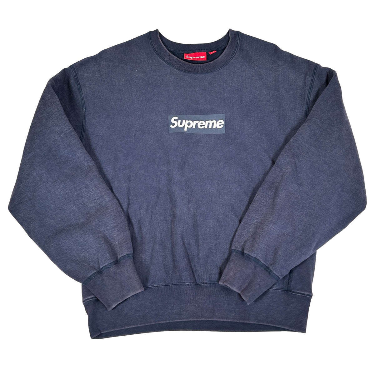 Supreme Washed Box Logo Crewneck Navy [USED] - M (Used)