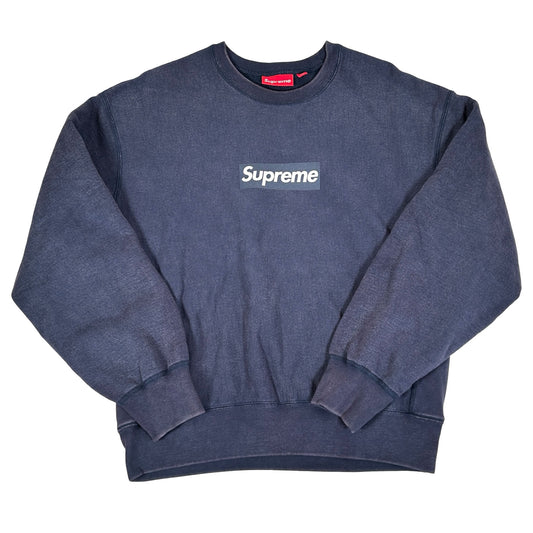 Supreme Washed Box Logo Crewneck Navy [USED] - M (Used)