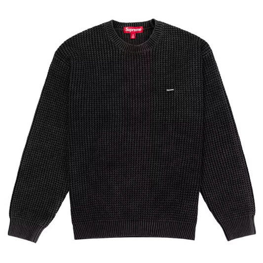 Supreme Washed Small Box Waffle Sweater Black